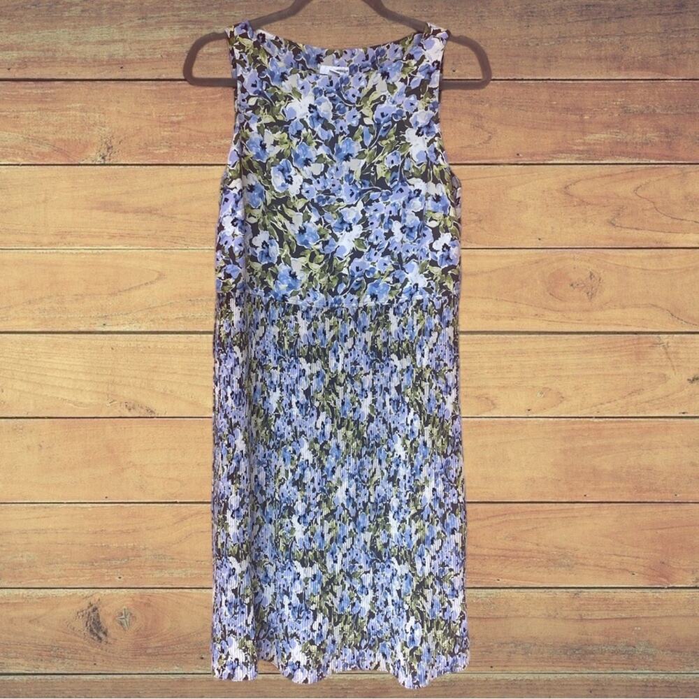 NWT J Jill Granite Water Floral Bloom Accordion Pleated Dress - Picture 2 of 9